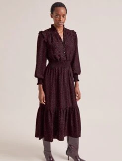 Saskia Maxi Dress - Black Red Polka Dot Print -Cheap Closet Curation Store RSHT D613 SASKIA BLACKREDPOLKADOTPRINT LS 0810