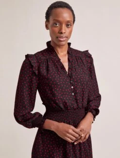 Saskia Maxi Dress - Black Red Polka Dot Print -Cheap Closet Curation Store RSHT D613 SASKIA BLACKREDPOLKADOTPRINT LS 0824