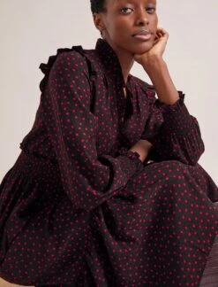 Saskia Maxi Dress - Black Red Polka Dot Print -Cheap Closet Curation Store RSHT D613 SASKIA BLACKREDPOLKADOTPRINT LS 0854