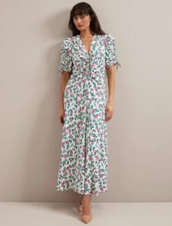 Ophelia Bias Cut Maxi Dress - White Multi Tropical Floral Print -Cheap Closet Curation Store RSHT D635 OPHELIA CREAMMULTITROPICALFLORALPRINT LS 3447