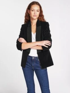 Jules Velvet Tuxedo Jacket - Black -Cheap Closet Curation Store RSHT JK40 JULES BLACK LS 1165