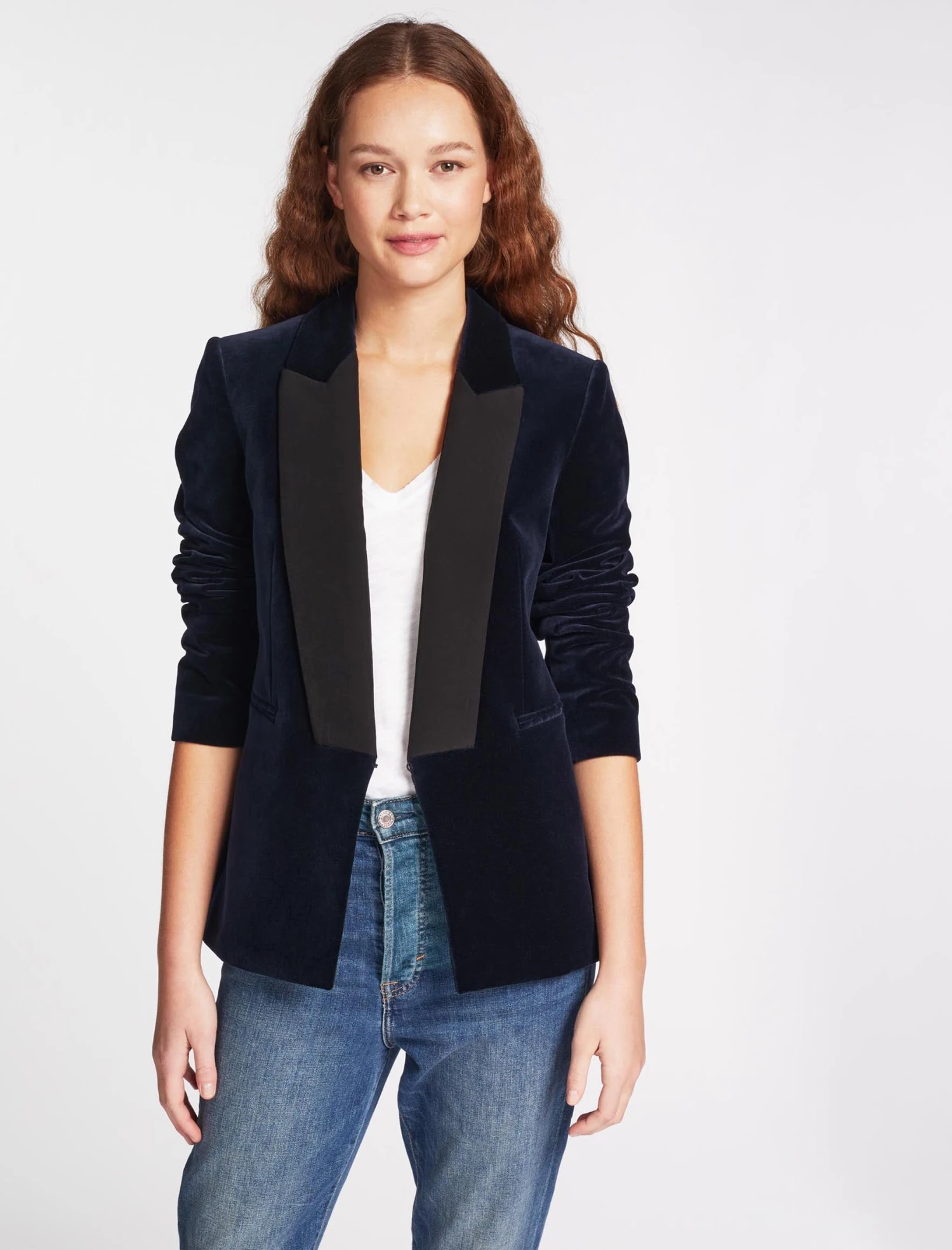 Jules Velvet Tuxedo Jacket - Navy 7 Jules Velvet Tuxedo Jacket - Navy - Image 5