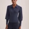Eva Merino Wool Collared Jumper - Denim Blue -Cheap Closet Curation Store RSHT K143 EVA DENIMBLUE TR77 CLEMENT NAVY 1627