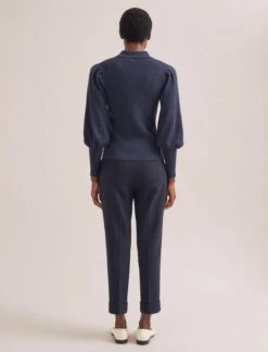 Eva Merino Wool Collared Jumper - Denim Blue -Cheap Closet Curation Store RSHT K143 EVA DENIMBLUE TR77 CLEMENT NAVY 1657