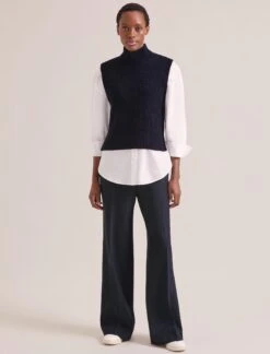 Janie Cashmere Blend Funnel Neck Sleeveless Jumper - Navy -Cheap Closet Curation Store RSHT K156 JANIE NAVY LS 0516