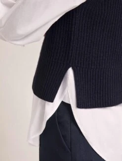 Janie Cashmere Blend Funnel Neck Sleeveless Jumper - Navy -Cheap Closet Curation Store RSHT K156 JANIE NAVY LS 0569