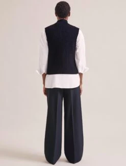 Janie Cashmere Blend Funnel Neck Sleeveless Jumper - Navy -Cheap Closet Curation Store RSHT K156 JANIE NAVY LS 0570