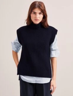Janice Wool Funnel Neck Sleeveless Jumper - Navy -Cheap Closet Curation Store RSHT K157 JANICE NAVY LS 0693 2813c71a 9de4 4a08 80ef 8d8b277c33fb