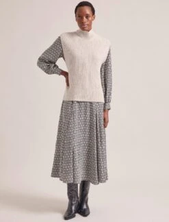 Janice Cashmere Blend Funnel Neck Sleeveless Jumper - Oatmeal -Cheap Closet Curation Store RSHT K157 JANICE OATMEAL LS 2301