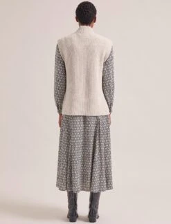 Janice Cashmere Blend Funnel Neck Sleeveless Jumper - Oatmeal -Cheap Closet Curation Store RSHT K157 JANICE OATMEAL LS 2340