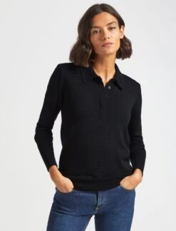 Josie Wool Collared Jumper - Black