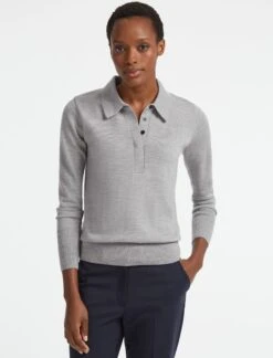 Josie Wool Collared Jumper - Light Grey