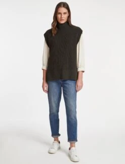 Janice Wool Funnel Neck Sleeveless Jumper - Khaki -Cheap Closet Curation Store RSHT K25JANICE KHAKI LS 21046