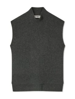 Janice Wool Funnel Neck Sleeveless Jumper - Dark Grey -Cheap Closet Curation Store RSHT K25 JANICE GREY MELANGE CO