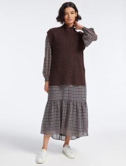 Janice Wool Funnel Neck Sleeveless Jumper - Russet Brown -Cheap Closet Curation Store RSHT K25 JANICE RUSSETTBROWN LS 25584