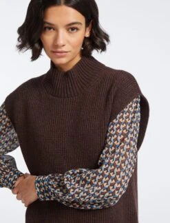 Janice Wool Funnel Neck Sleeveless Jumper - Russet Brown -Cheap Closet Curation Store RSHT K25 JANICE RUSSETTBROWN LS 25642