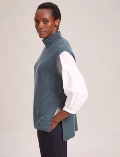 Janice Wool Funnel Neck Sleeveless Jumper - Slate Blue -Cheap Closet Curation Store RSHT K25 JANICE SLATEBLUE LS 41692