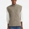 Janice Wool Funnel Neck Sleeveless Jumper - Taupe -Cheap Closet Curation Store RSHT K25 JANICE TAUPE LS 28574