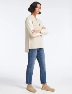 Janice Wool V Neck Sleeveless Jumper - Oatmeal -Cheap Closet Curation Store RSHT K58 JANICE OATMEAL LS 26145