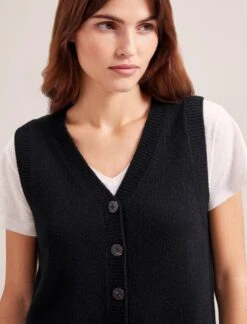 Wesley Cashmere Blend V Neck Waistcoat - Black -Cheap Closet Curation Store RSHT K82 WESLEY BLACK LS 0265