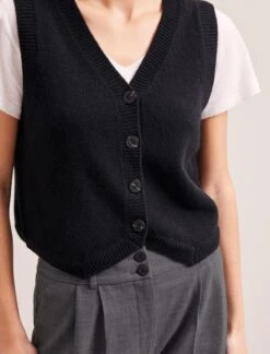 Wesley Cashmere Blend V Neck Waistcoat - Black -Cheap Closet Curation Store RSHT K82 WESLEY BLACK LS 0269