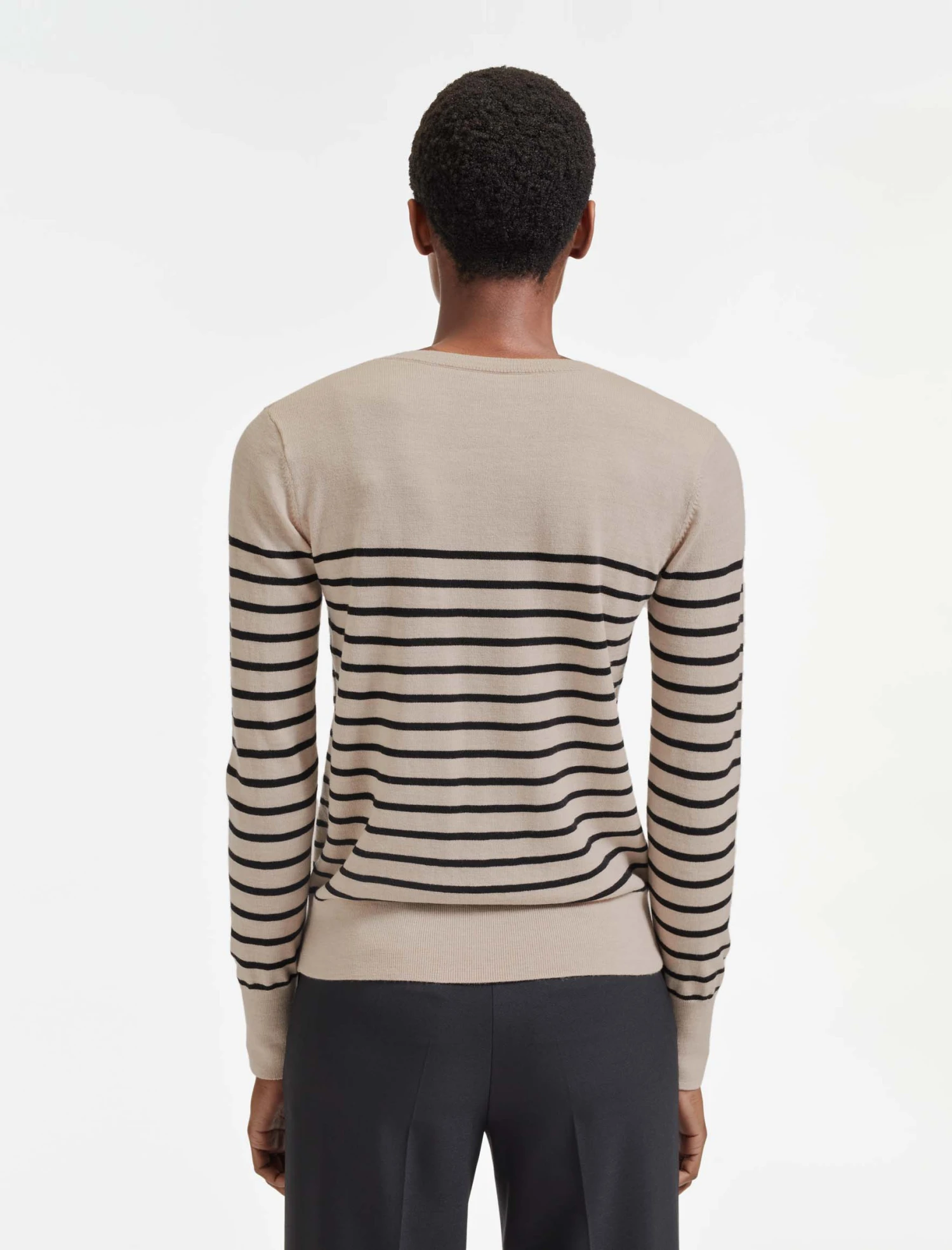 Hailey Wool Jumper - Beige Black Stripe 7 Hailey Wool Jumper - Beige Black Stripe - Image 5
