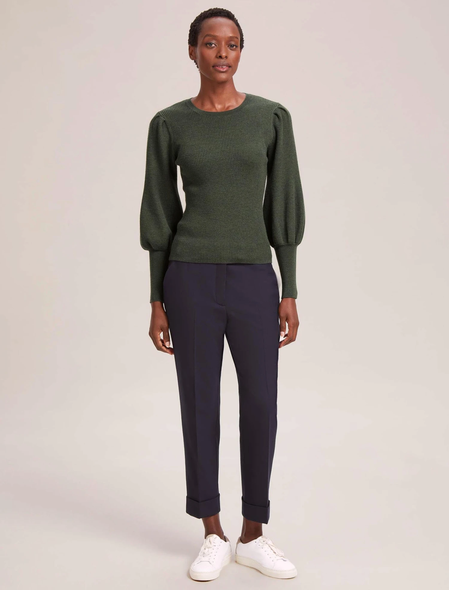 Eva Wool Crew Neck Jumper - Khaki 4 Eva Wool Crew Neck Jumper - Khaki - Image 2