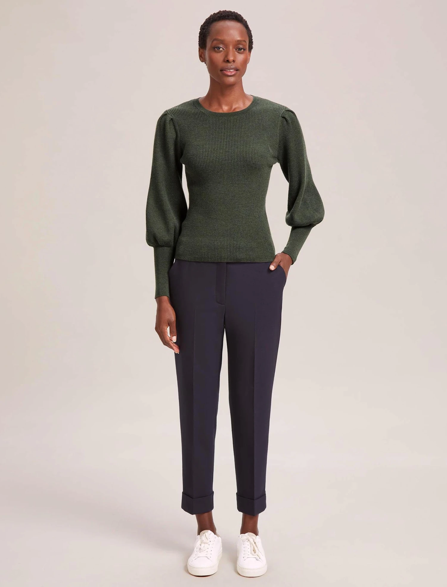 Eva Wool Crew Neck Jumper - Khaki 7 Eva Wool Crew Neck Jumper - Khaki - Image 5