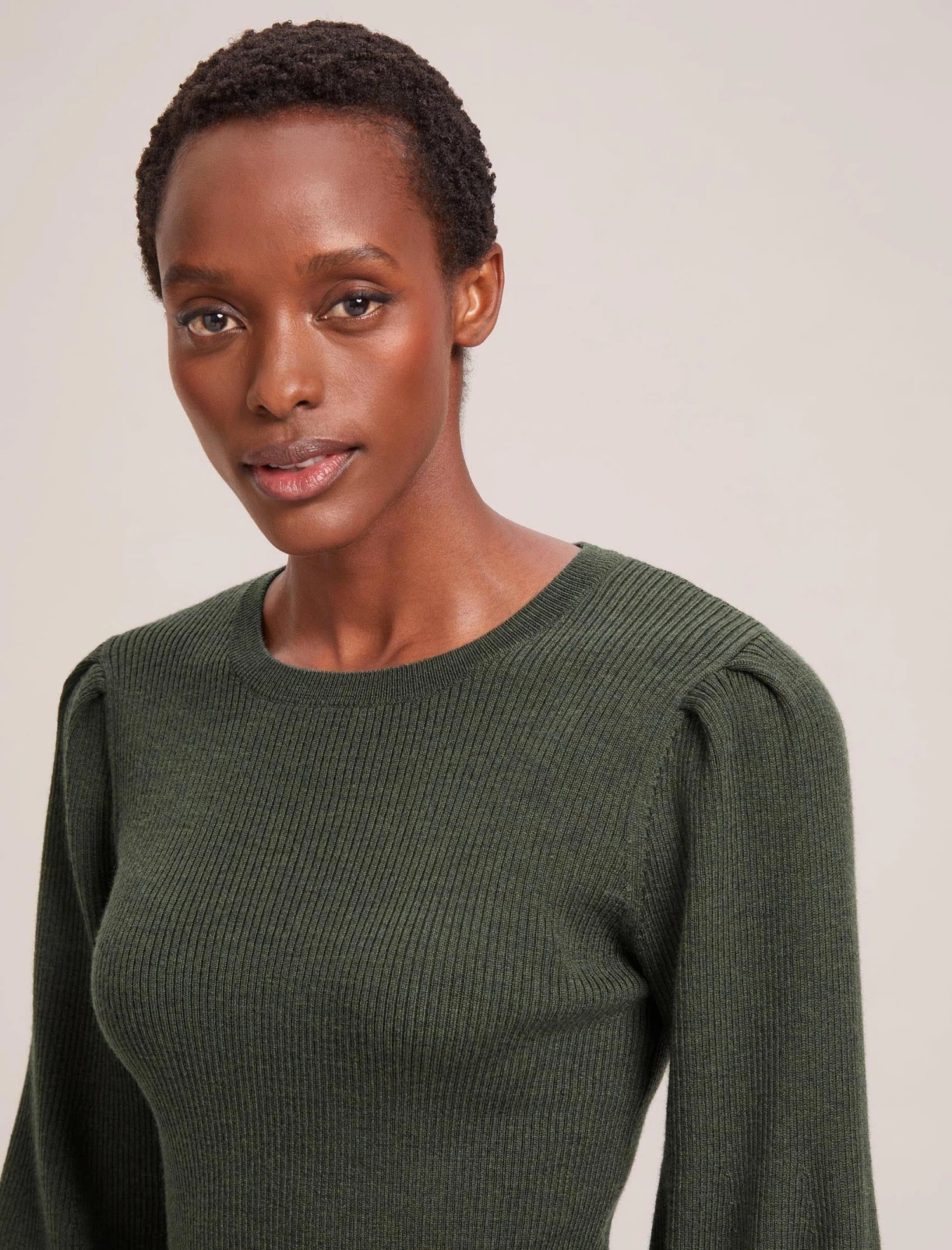 Eva Wool Crew Neck Jumper - Khaki 6 Eva Wool Crew Neck Jumper - Khaki - Image 4