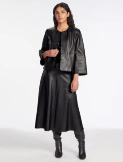 Leah Leather Cropped Jacket - Black -Cheap Closet Curation Store RSHT LEAH JK50 BLACK LS 1484