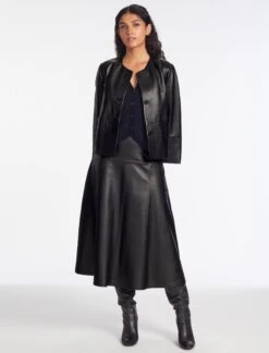 Leah Leather Cropped Jacket - Black -Cheap Closet Curation Store RSHT LEAH JK50 BLACK LS 1501