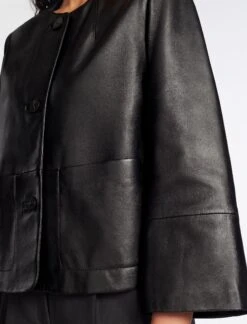 Leah Leather Cropped Jacket - Black -Cheap Closet Curation Store RSHT LEAH JK50 BLACK LS 980