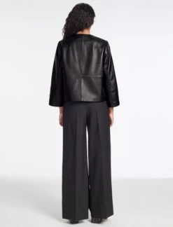 Leah Leather Cropped Jacket - Black -Cheap Closet Curation Store RSHT LEAH JK50 BLACK LS 986