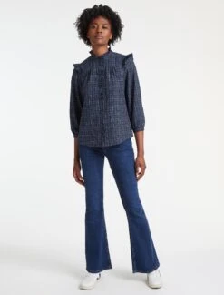 Cheap Closet Curation Store -Cheap Closet Curation Store RSHT S51 SYBIL NAVY CRIMSON WHITECHECK LS 19059