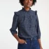 Sybil Cotton Shirt - Navy Crimson White Check -Cheap Closet Curation Store RSHT S51 SYBIL NAVY CRIMSON WHITECHECK LS 19163