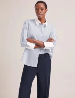 Seymour Organic Cotton Shirt - Blue White Stripe -Cheap Closet Curation Store RSHT S74 SEYMOUR BLUEWHITESTRIPE LS 1265