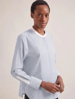 Sefton Organic Cotton Shirt - Blue White Stripe -Cheap Closet Curation Store RSHT S75 SEFTON BLUEWHITESTRIPE LS 1343