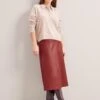 Tiana Leather Midi Skirt - Red -Cheap Closet Curation Store RSHT SK119 TIANA RED LS 0523