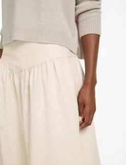 Lyla Techni Linen Midi Skirt - Cream -Cheap Closet Curation Store RSHT SK130 LYLA CREAM LS 28265