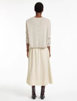 Lyla Techni Linen Midi Skirt - Cream -Cheap Closet Curation Store RSHT SK130 LYLA CREAM LS 28278