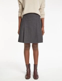 Celina Wool Short Skirt - Charcoal Navy Black Check -Cheap Closet Curation Store RSHT SK153 CELINA CHARCOALNAVYBLACKCHECK LS 558