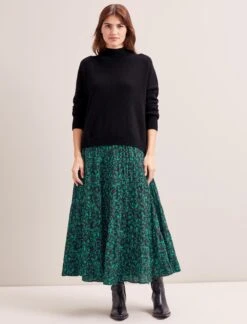 Sawyer Cotton Maxi Skirt - Green Bramble Print -Cheap Closet Curation Store RSHT SK181 SAWYER GREENBRAMBLEPRINT LS 7472
