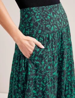Sawyer Cotton Maxi Skirt - Green Bramble Print -Cheap Closet Curation Store RSHT SK181 SAWYER GREENBRAMBLEPRINT LS 7511