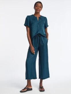 Rosa Silk Blend Trouser - Petrol Blue Leopard Pansy Print -Cheap Closet Curation Store RSHT TR57 ROSA PETROL BLUE LS 4583 e38ce0f4 c6a9 4ee0 a021 8c8f3fa3f2b3