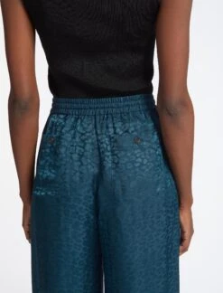 Rosa Silk Blend Trouser - Petrol Blue Leopard Pansy Print -Cheap Closet Curation Store RSHT TR57 ROSA PETROL BLUE LS 4642 7b06b0b6 d536 4879 8775 a4c178549cfd