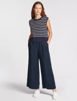 Nicki Wide Leg Trouser - Indigo -Cheap Closet Curation Store RSHT TR61 NICKI INDIGO LS 1693