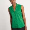Spencer Sleeveless V-Neck Collared Shirt - Emerald Green Camo Jacquard -Cheap Closet Curation Store S40 SPENCER EMERALD LS 041