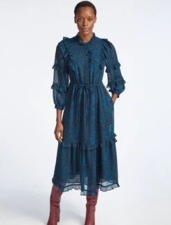 Tilly Drawstring Maxi Dress - Blue Marble Print -Cheap Closet Curation Store SP22 D401 TILLY BLUEMARBLEPRINT LS 3148