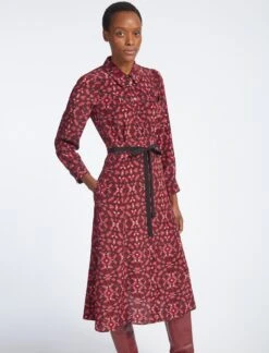 Tierney Silk Midi Shirt Dress - Rose Shibori Print -Cheap Closet Curation Store SP22 D408 TIERNEY ROSESHIBORIPRINT LS 4560