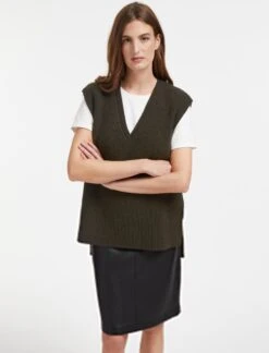 Janice Wool V Neck Sleeveless Jumper - Khaki 7 Janice Wool V Neck Sleeveless Jumper - Khaki -Cheap Closet Curation Store SP22 K58 JANICE KHAKI LS 1510
